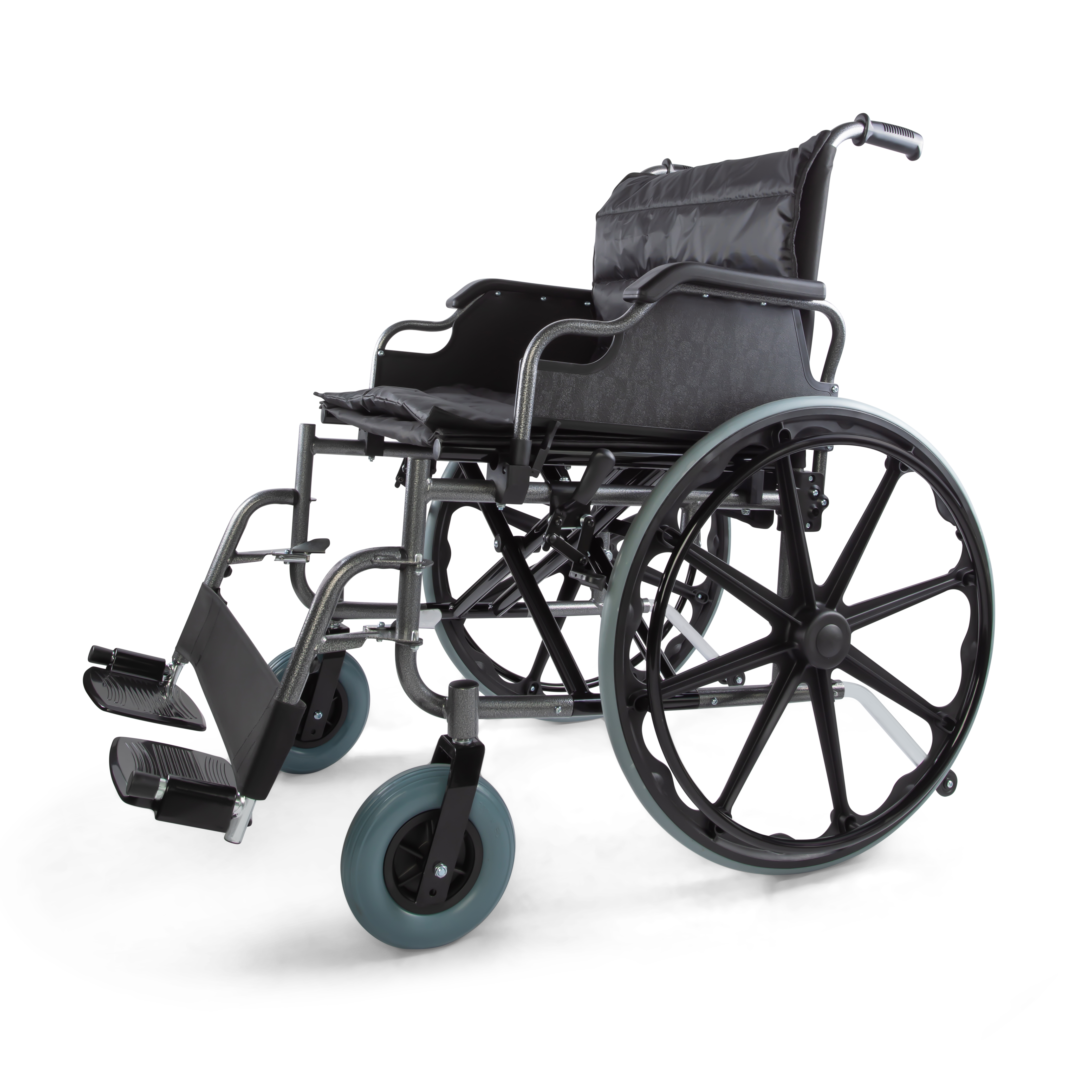 GAESCA Standard Steel Self Propel Wheelchair Arm and Foot rest removable, wide seat, 300 Lbs Weight Capacity